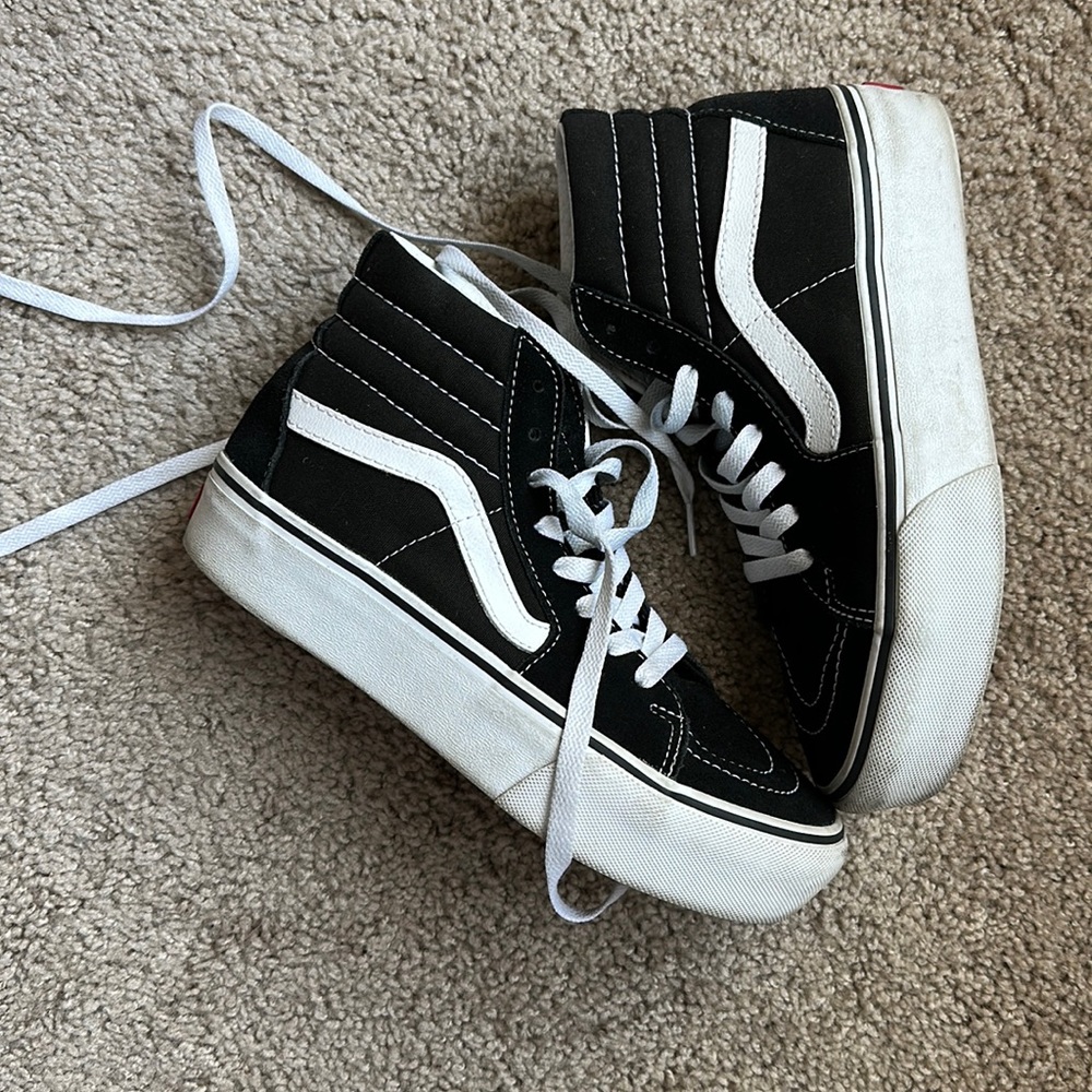 Platform Black & White Vans Size 7.5